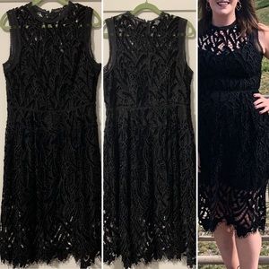 Shoshanna black, velvet midi dress, size 12